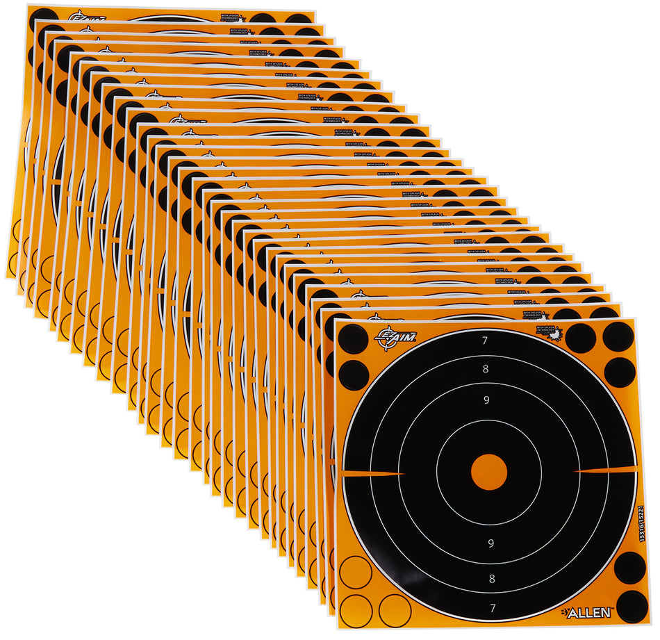 EZ-Aim 15221 Splash Reactive Self-Adhesive Paper Target Black/Orange 8" Bullseye 30 Pack