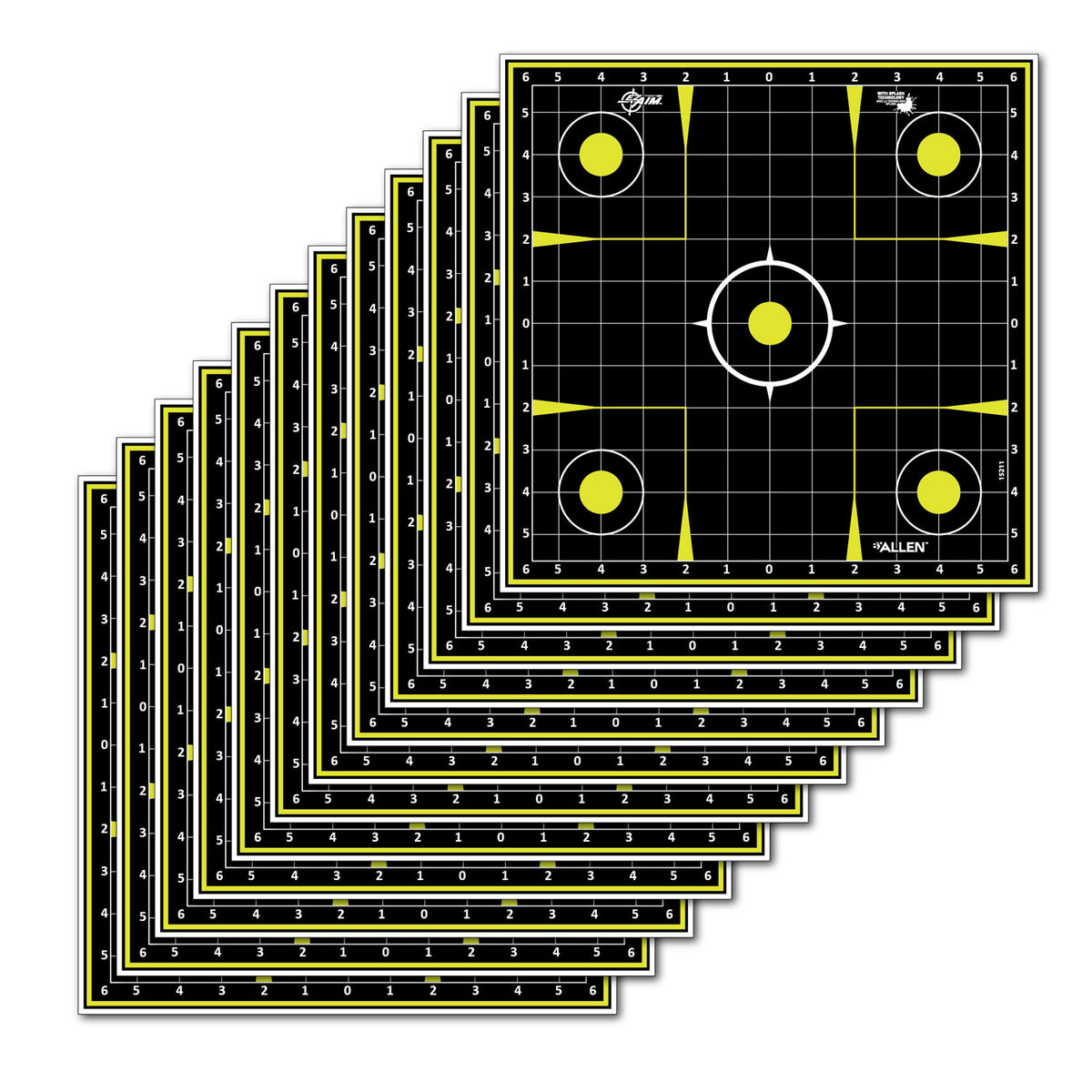 EZ-Aim 15211 Splash Reactive Non-Adhesive Sight-In Grid Paper Targets, 12-Pack