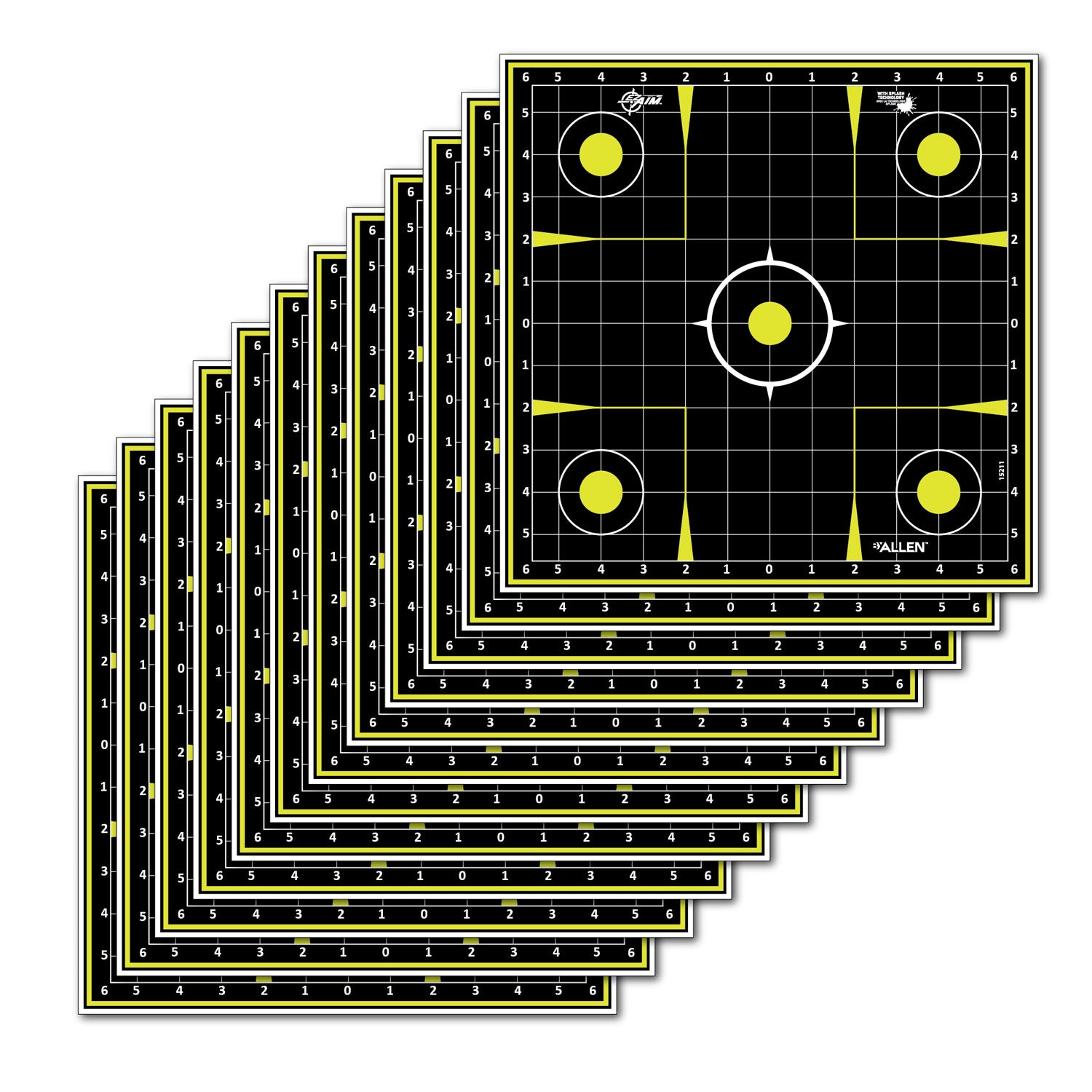 EZ-Aim 15211 Splash Reactive Non-Adhesive Sight-In Grid Paper Targets, 12-Pack