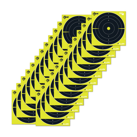 EZ-Aim 15213 Splash Reactive 8" x 8" Bullseye Hanging Paper Targets, Black/Yellow, 25 Per Pack