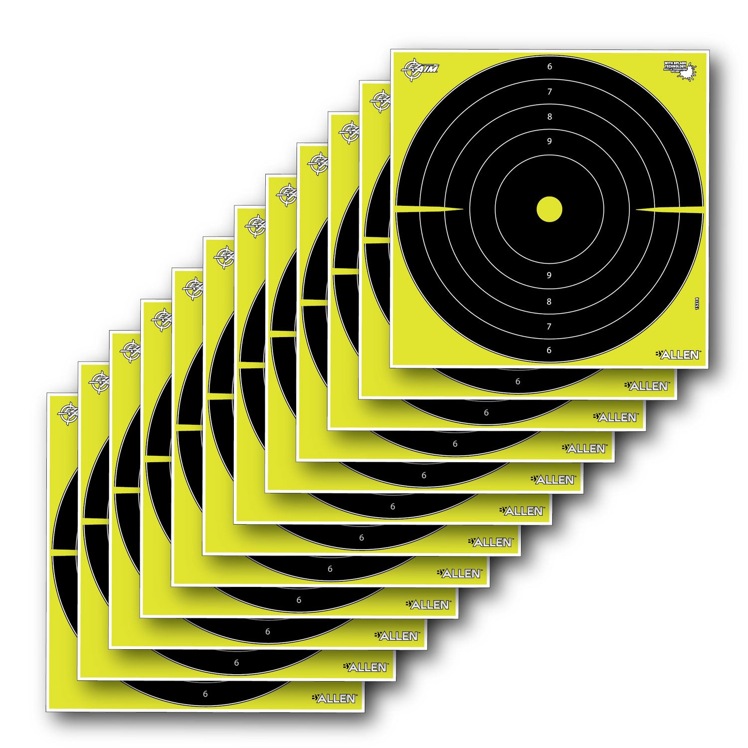 EZ-Aim 15214 Splash Reactive Non-Adhesive Bullseye Paper Targets, 12-Pack