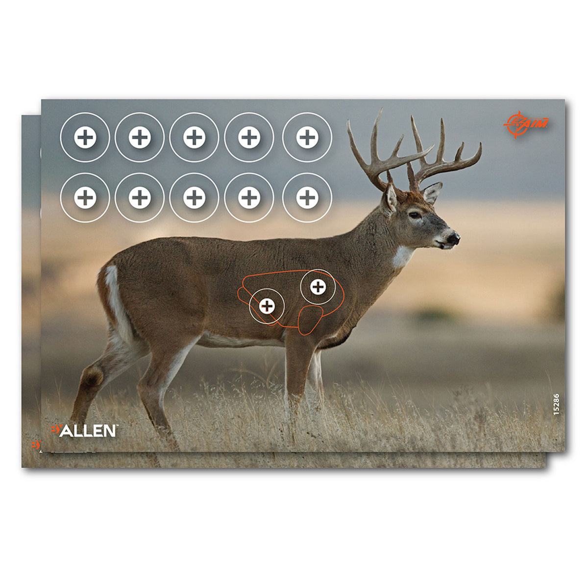 EZ-Aim 15286 Whitetail Deer Paper Hanging Shooting Target 23" x 35" Multi-Color with Pasters 2 Pack