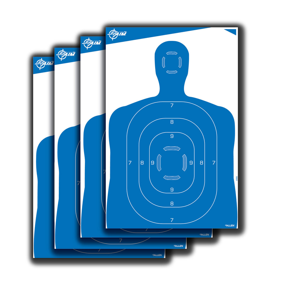 EZ-Aim 15331 Silhouette Paper Hanging Target 23" x 35" Blue/White 4 Per Pack