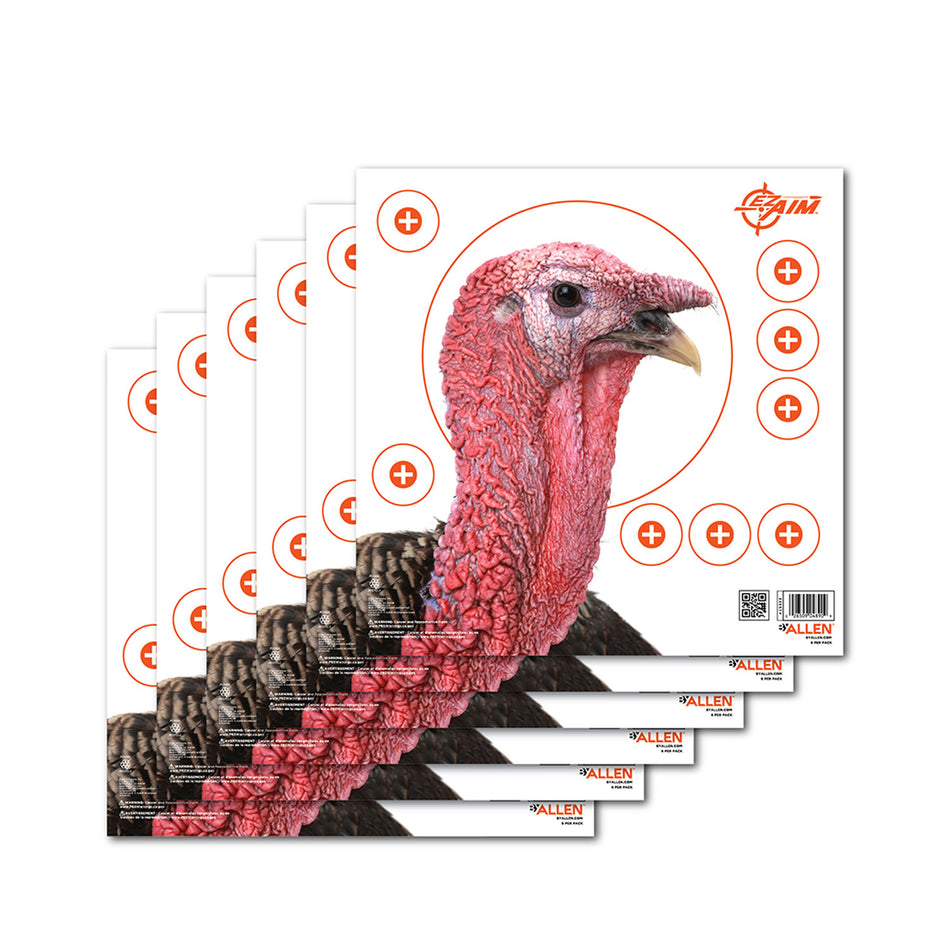 EZ-Aim 15322 Four Color Turkey Silhouette Hanging Paper Target 12"x12" Multi-Color 6 Pack