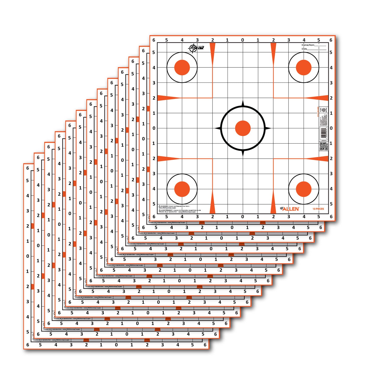 EZ-Aim 15333 Sight-In Grid Paper Target 12"x12" 13 Per Pack