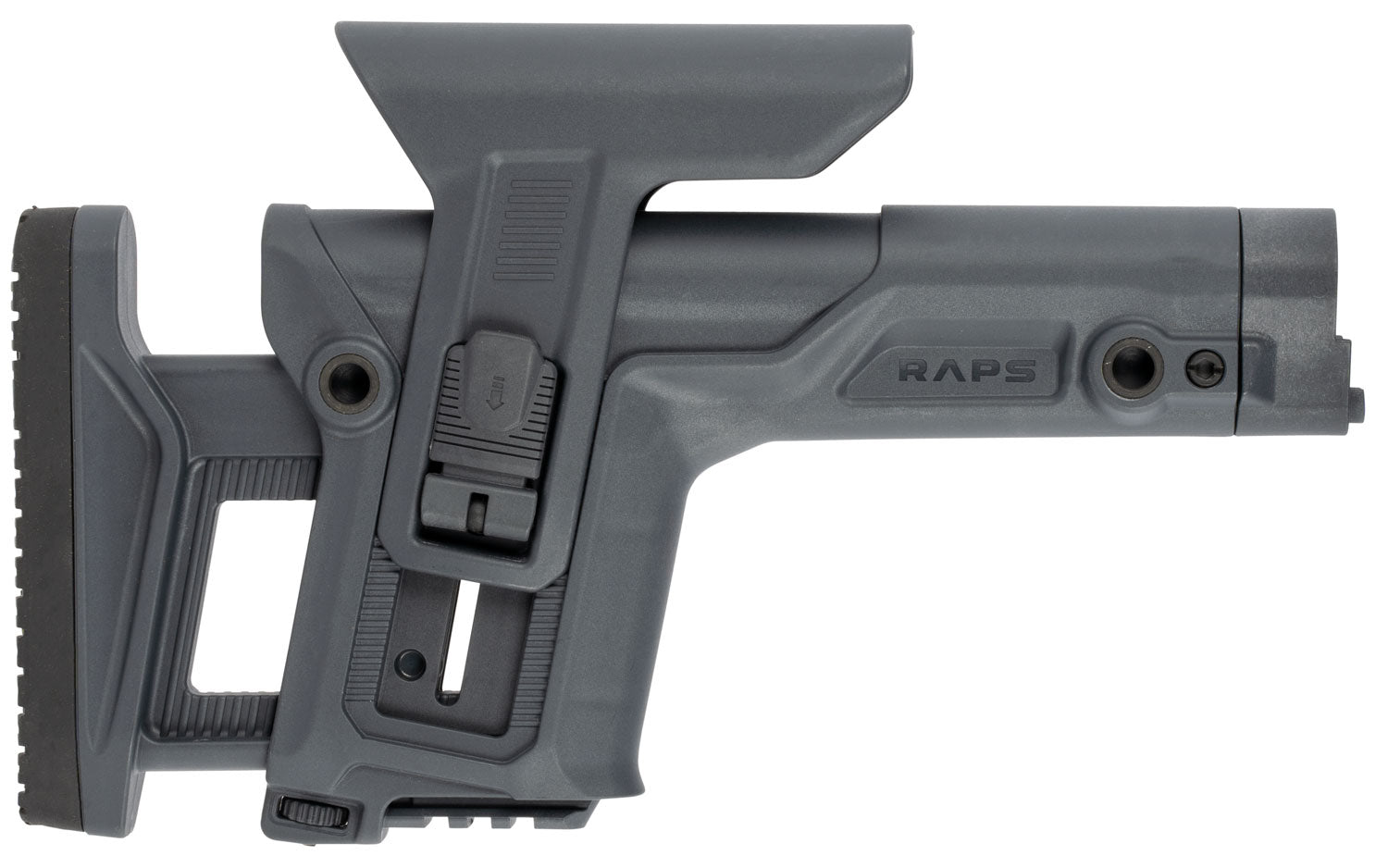 FAB Defense FXRAPSGR RAPS Rapid Adjustment Precision Stock with Integrated Cheek-Rest & Adjustable LOP, Ambidextrous 1Latch, Gray Polymer