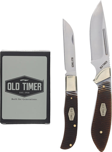 Old Timer Fixed Blade, Folding Knife and Cards Combo Gift Tin