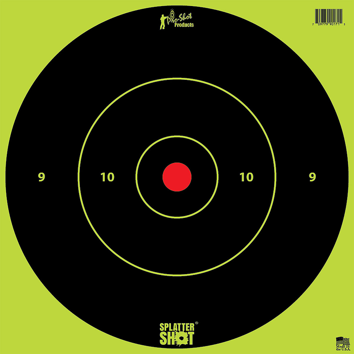 Pro-Shot 12BGREENTG5PK SplatterShot 12" Bullseye Hanging Tagboard Targets Black/Green Reactive White 5 Pack
