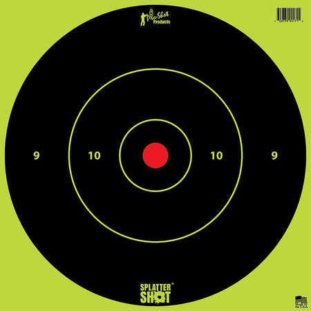 Pro-Shot 12BGREENTG12PK SplatterShot 12" Bullseye Hanging Heavy Paper Targets Black/Red Reactive White 12 Pack