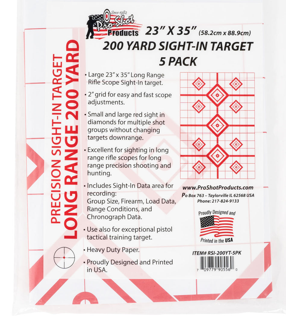 Pro-Shot RSI200YT5PK SplatterShot Sight-In Diamond Hanging Paper Targets 200yds 23"x35" White/Red 5 Pack