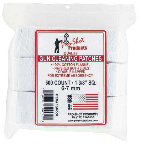 Pro-Shot 138500 6mm/7mm Cotton Flannel Cleaning Patches 1.38" 500 Per Package
