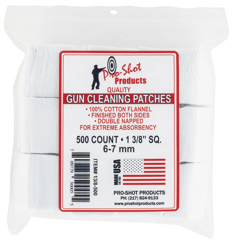 Pro-Shot 138500 6mm/7mm Cotton Flannel Cleaning Patches 1.38" 500 Per Package