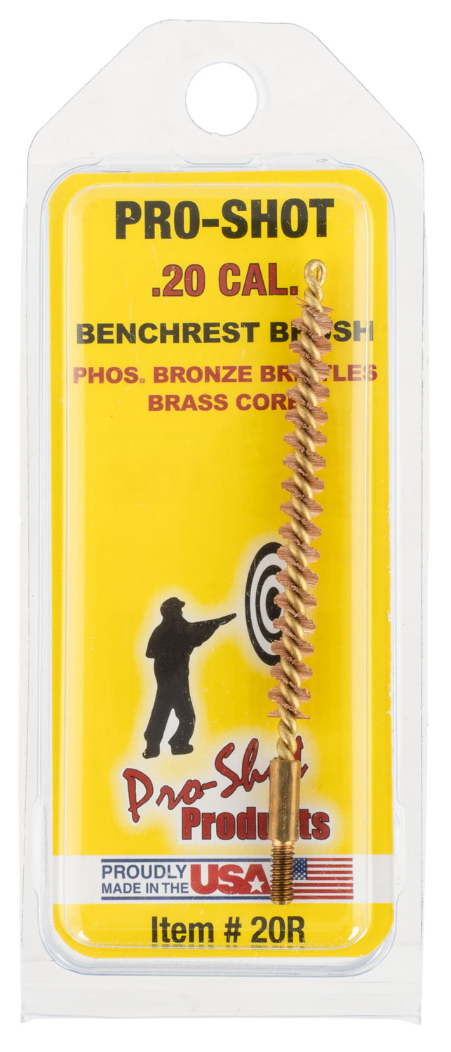 Pro-Shot 20R .20/.204 Cal Rifle Bore Brush Bronze Bristles Brass Core #5-40 Thread