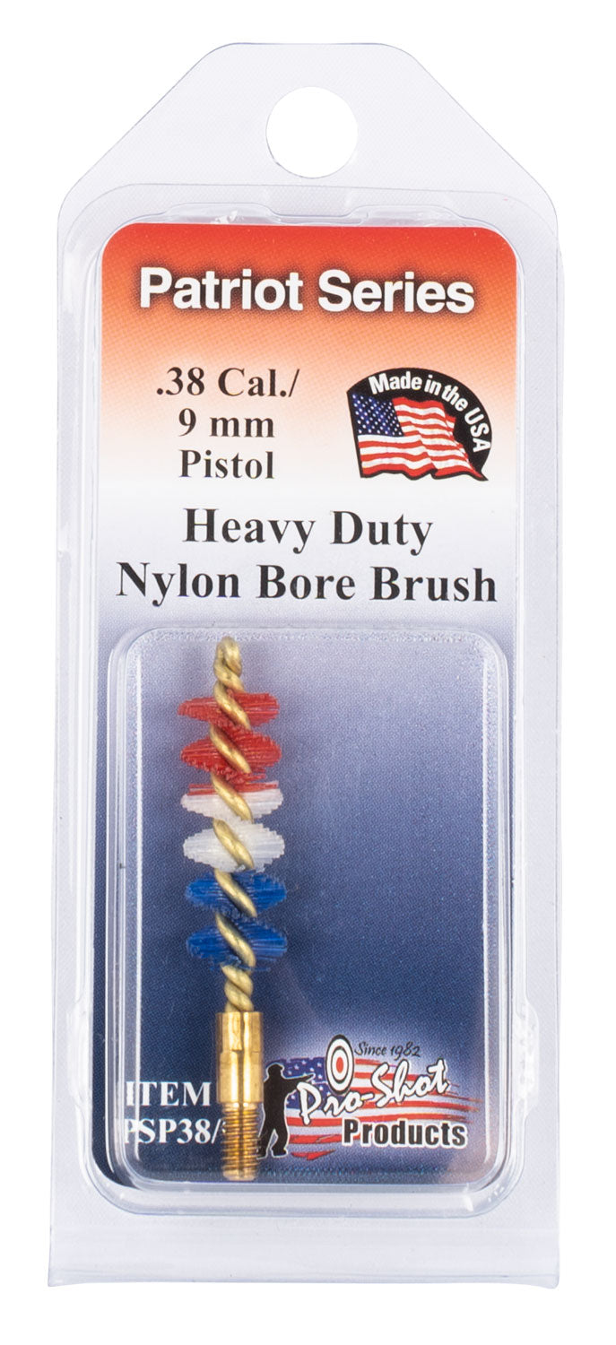 Pro-Shot PSP389 Patriot Series Bore Brush .38 Cal/9mm Pistol Nylon Bristles Brass Core #8-32 Thread