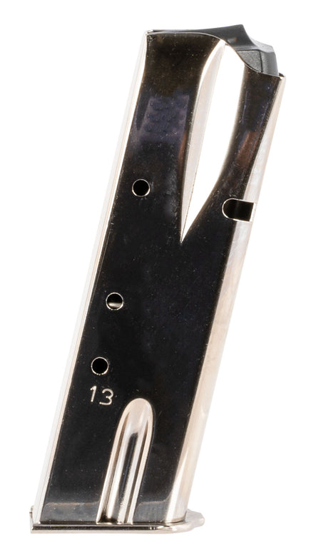 Mec-Gar MGBRHP13N 13rd 9mm Luger Nickel Magazine for Browning Hi-Power and Springfield SA-35