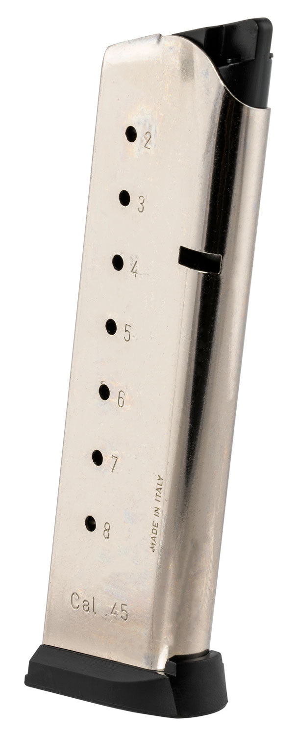 Mec-Gar MGCG4508NPF 8rd .45 ACP Nickel Magazine for 1911 Government Pistol