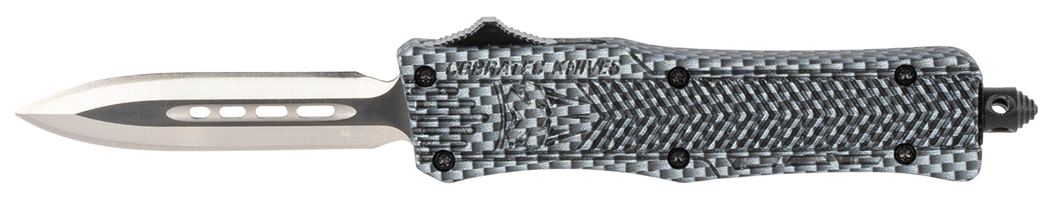 CobraTec Knives CTK-1 Small 2.75" OTF Dagger Plain D2 Steel Blade Carbon Fiber Aluminum Handle Glass Breaker Pocket Clip