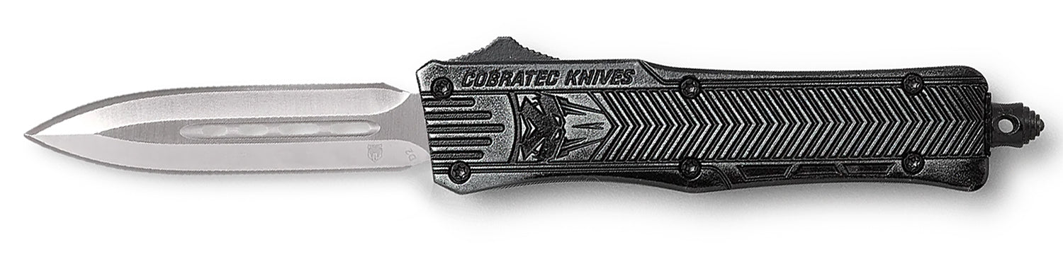 CobraTec Knives CTK-1 Small 2.75" OTF Dagger Plain D2 Steel Blade Stonewashed Aluminum Handle Glass Breaker Pocket Clip