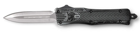CobraTec Knives CTK-1 Small 2.75" OTF Dagger Plain D2 Steel Blade Stonewashed Aluminum Handle Glass Breaker Pocket Clip