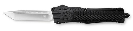 CobraTec Knives CTK-1 Large 3.25" OTF Tanto Plain D2 Steel Blade Black Aluminum Handle Glass Breaker Pocket Clip