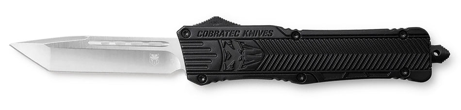 CobraTec Knives CTK-1 Large 3.25" OTF Tanto Plain D2 Steel Blade Black Aluminum Handle Glass Breaker Pocket Clip