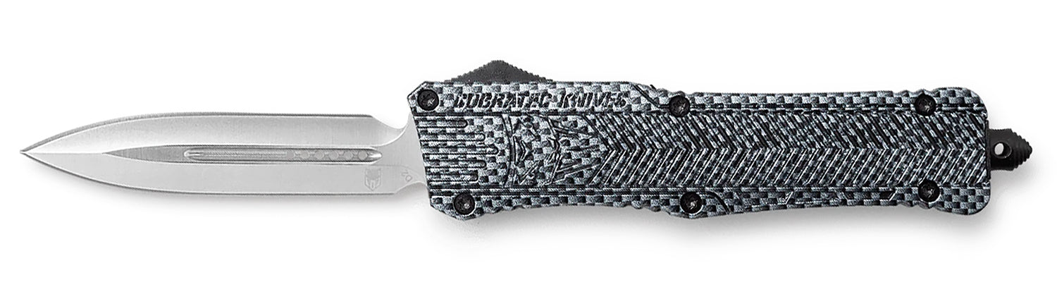 CobraTec CTK-1 Large OTF Dagger Knife 3.75" Plain D2 Blade Carbon Fiber Aluminum Handle w/ Glass Breaker & Pocket Clip