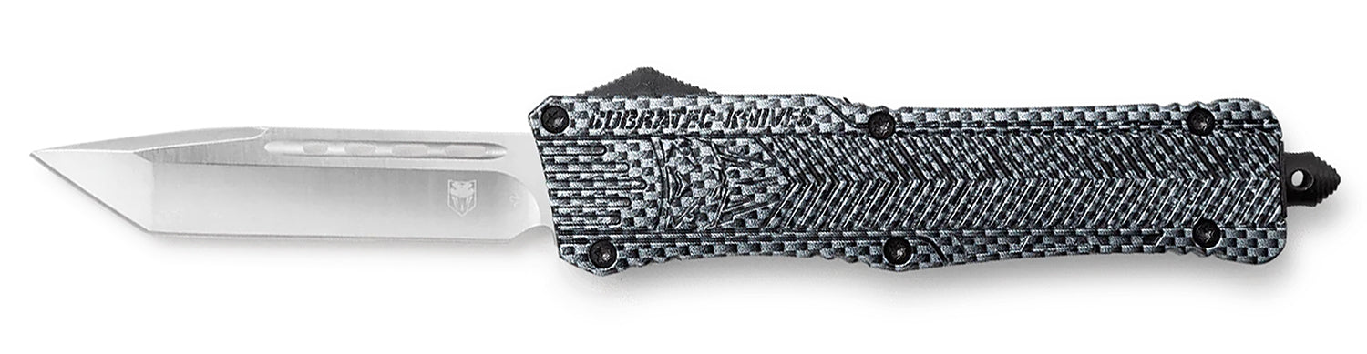 CobraTec CTK-1 Large OTF Tanto 3.75" Plain D2 Steel Blade Carbon Fiber Aluminum Handle w/ Glass Breaker & Pocket Clip