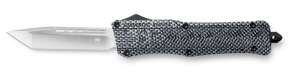 CobraTec CTK-1 Large OTF Tanto 3.75" Plain D2 Steel Blade Carbon Fiber Aluminum Handle w/ Glass Breaker & Pocket Clip