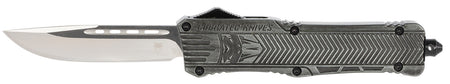 CobraTec CTK-1 Large OTF Drop Point 3.75" Plain D2 Steel Blade Stonewashed Aluminum Handle w/ Glass Breaker
