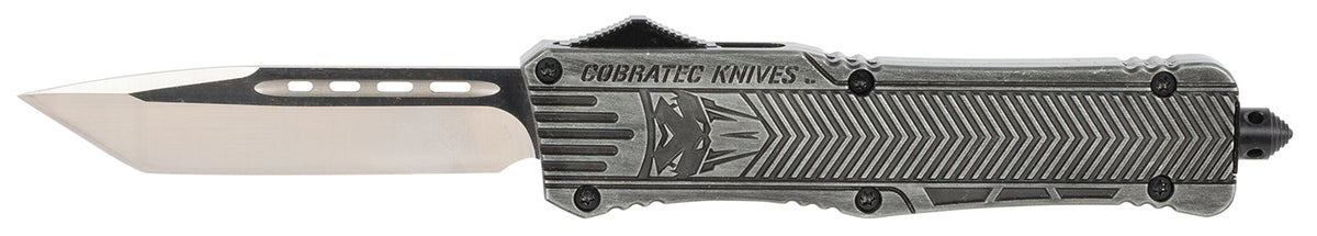 CobraTec CTK-1 Large OTF Tanto 3.75" Plain D2 Steel Blade Stonewashed Aluminum Handle w/ Glass Breaker