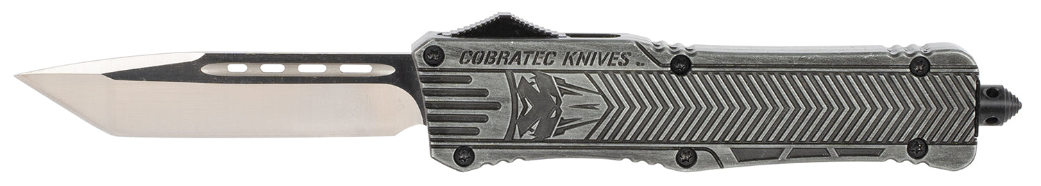 CobraTec CTK-1 Large OTF Tanto 3.75" Plain D2 Steel Blade Stonewashed Aluminum Handle w/ Glass Breaker