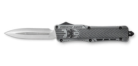 CobraTec CTK-1 Large OTF Dagger 3.75" Plain D2 Steel Blade Stonewashed Aluminum Handle w/ Glass Breaker