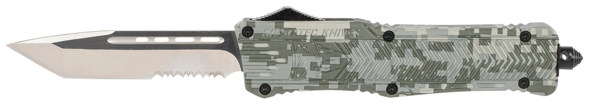 CobraTec CTK-1 Large OTF Tanto 3.75" Part Serrated D2 Steel Blade Army DigiCamo Aluminum Handle w/ Glass Breaker