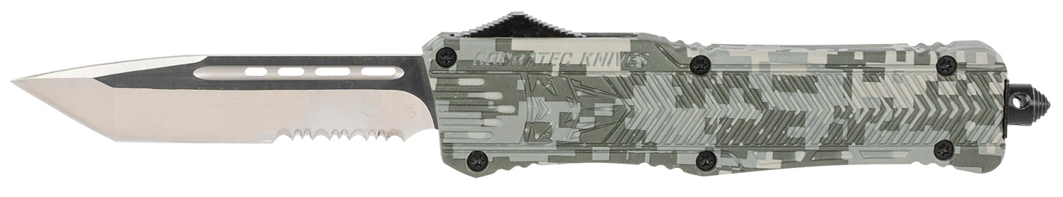 CobraTec CTK-1 Large OTF Tanto 3.75" Part Serrated D2 Steel Blade Army DigiCamo Aluminum Handle w/ Glass Breaker