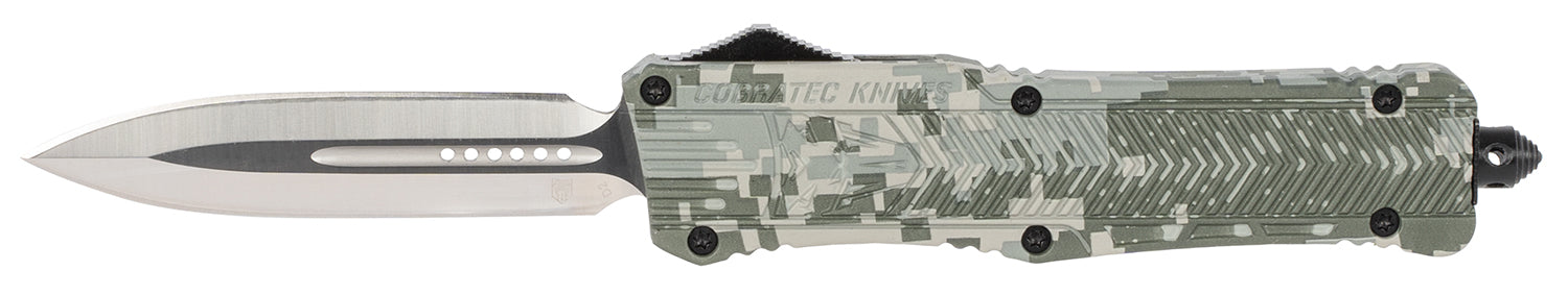CobraTec CTK-1 Large OTF Dagger 3.75" Plain D2 Steel Blade Army DigiCamo Aluminum Handle w/ Glass Breaker