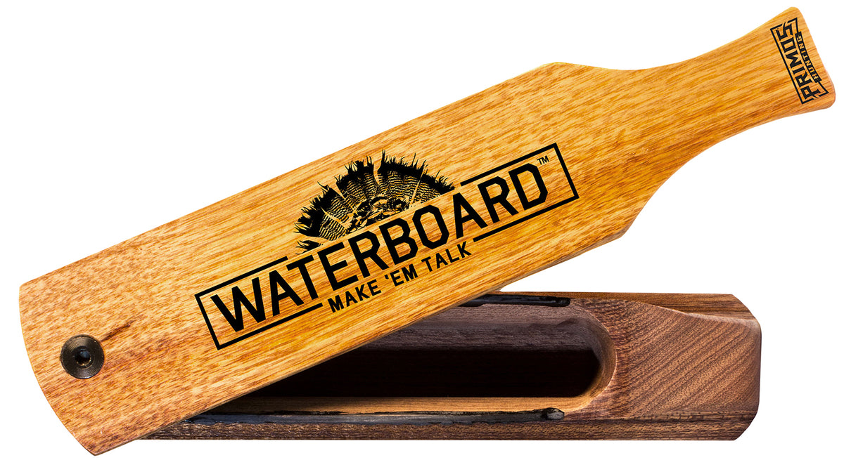 Primos PS257 Waterboard Turkey Box Call - Turkey Hen Sounds, Natural Mahogany