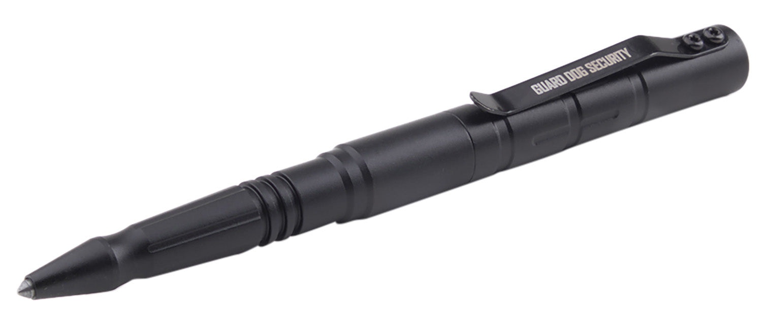 Guard Dog Tactical Pen Black Aluminum with Tungsten Tip and Pocket Clip