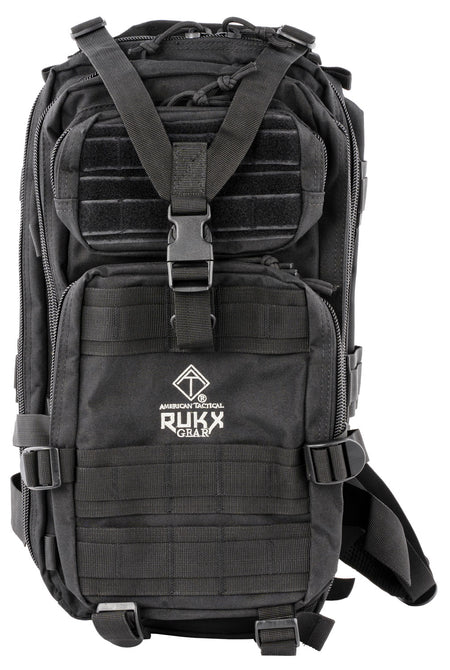 Rukx Gear ATICT1DB Tactical 1 Day Backpack Black 600D Polyester Hydration Compatible