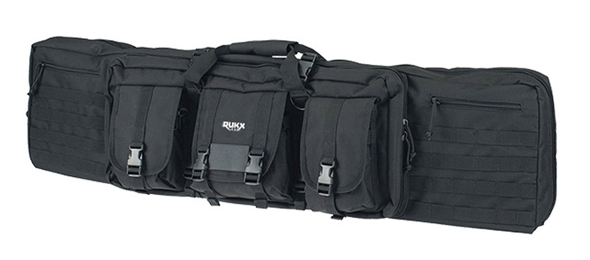 Rukx Gear ATICT36DGB 36" Tactical Double Gun Case Black 600D Polyester Non-Rust Zippers