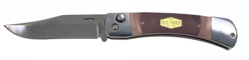 Old Timer Cave Bear Auto Knife 3.9" Stainless Steel Blade with Sawcut Handle and Sheath