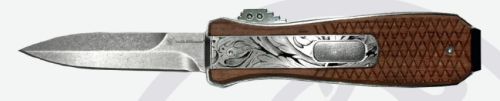 S&W Unwavered OTF 3" Spear Point Automatic Knife Satin/Wood