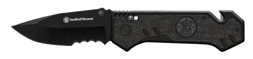 S&W M&P Border Guard 3.5" Pivot Lock Folding Knife with Strap Cutter, Black