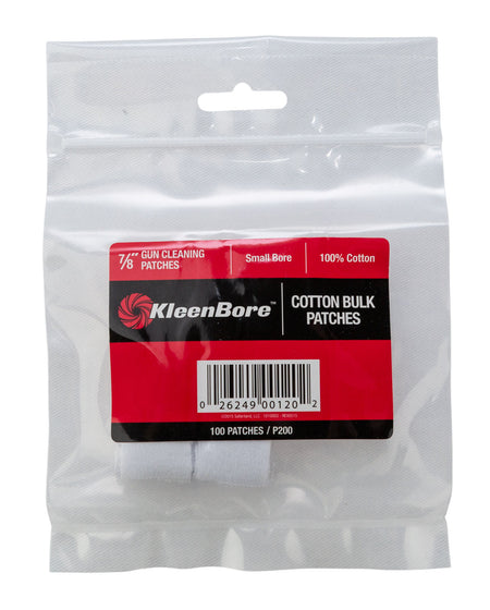 KleenBore P200 Super Shooter .17-.204 Cal Small Bore Rifle Cleaning Patches 100% Cotton 100-Pack