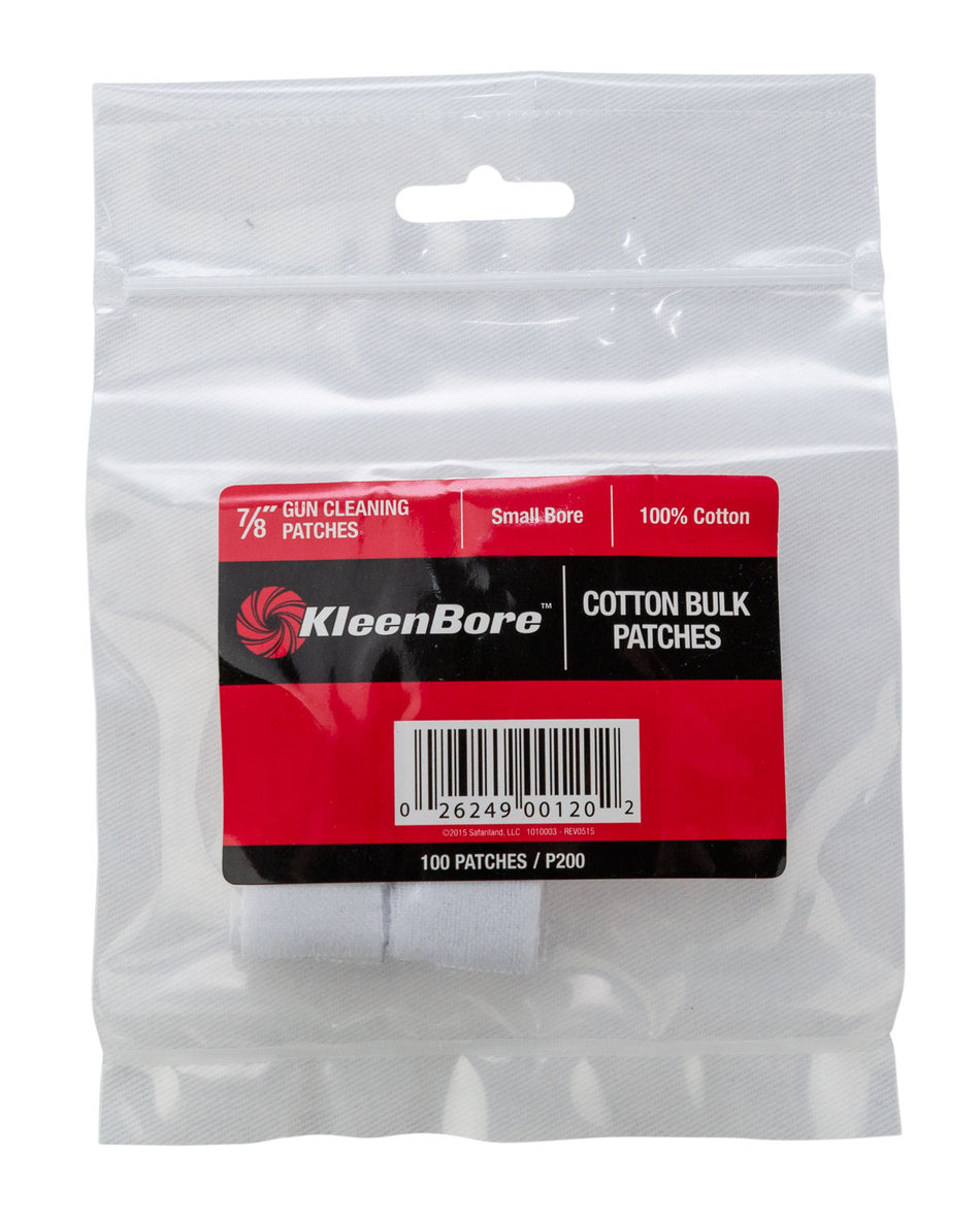 KleenBore P200 Super Shooter .17-.204 Cal Small Bore Rifle Cleaning Patches 100% Cotton 100-Pack