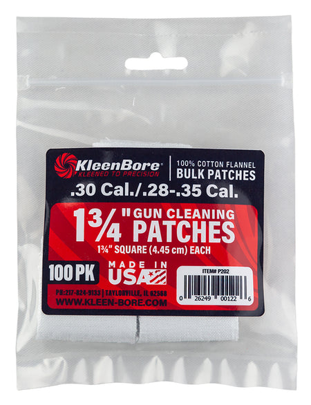 KleenBore P202 Super Shooter .28-.35 Cal Cotton Flannel Cleaning Patches 1.75" 75-Pack