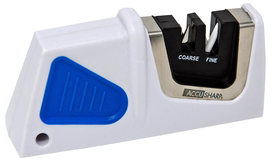 AccuSharp 080C Pull-Through Knife Sharpener Fine Diamond Tungsten Carbide Plastic Handle Blue/White