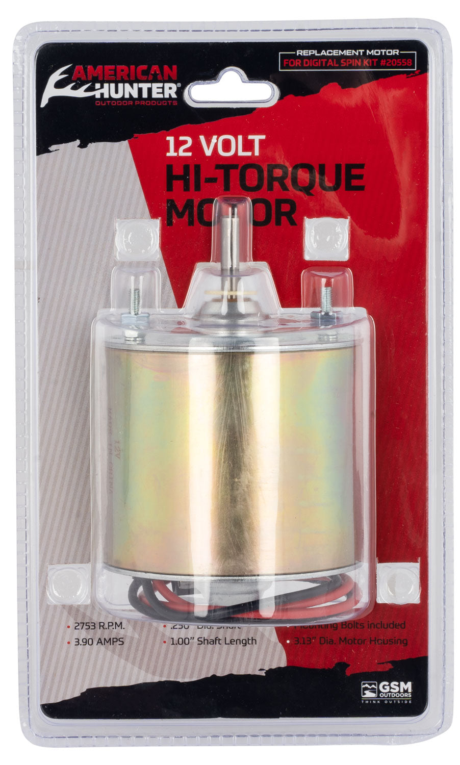American Hunter 20575 12V High-Torque Feeder Motor 2753 RPM with Mounting Bolts