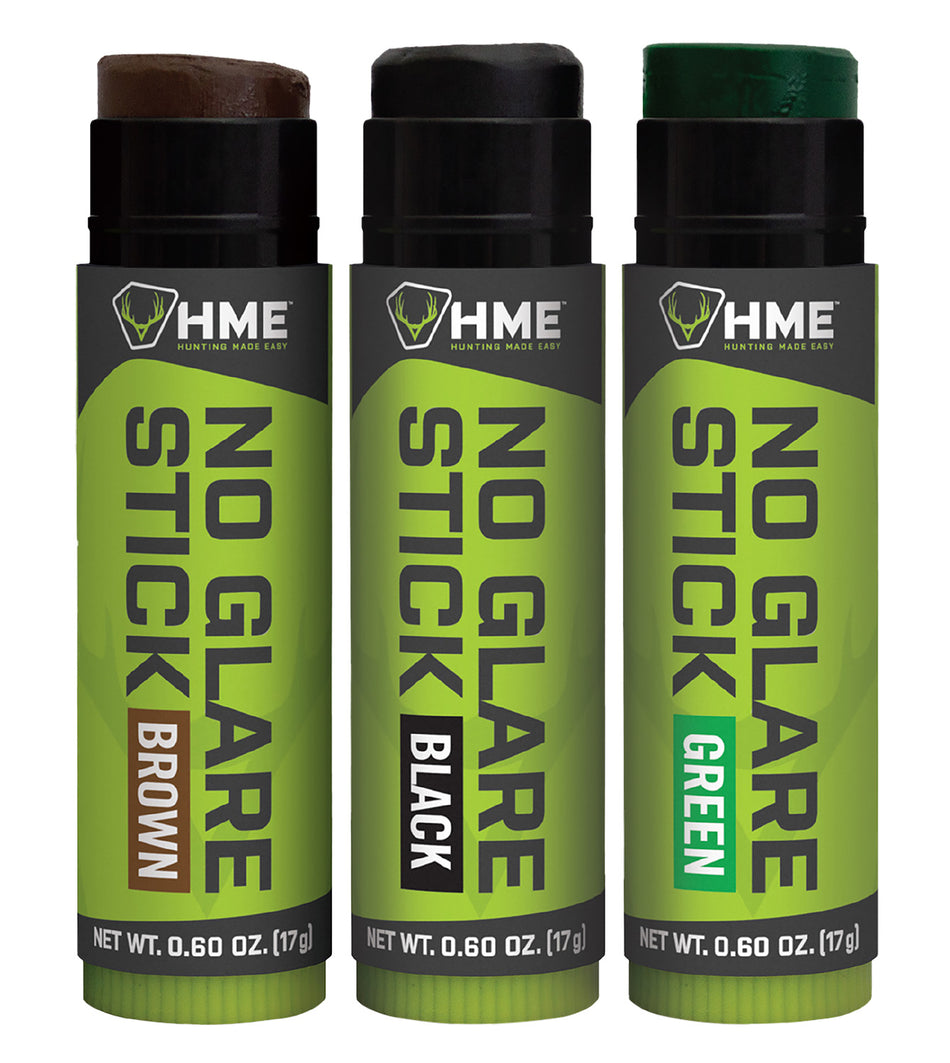 HME Face Paint No Glare Black Brown Dark Green Stick 3-Pack