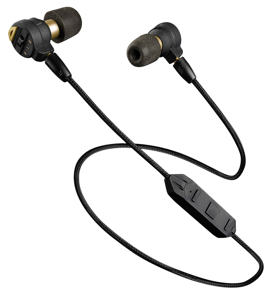Pro Ears PEEBBLKE Stealth Elite 28dB Behind-the-Head Electronic Earbuds with Bluetooth Lanyard Black Adult 1 Pair