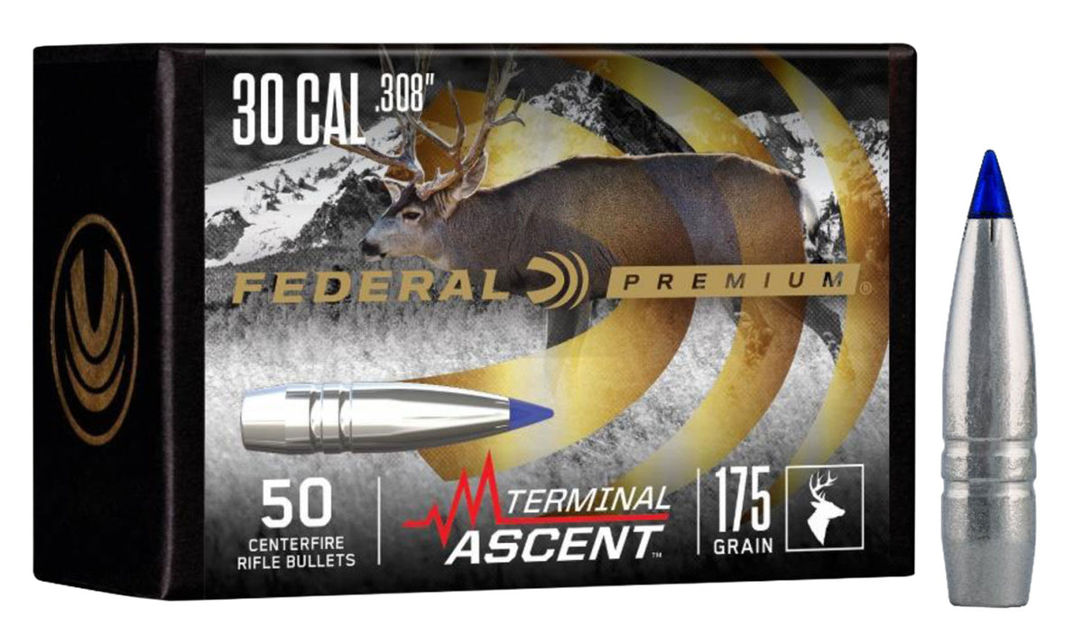 Federal PB308TA1 30 Cal 175gr Terminal Ascent Bonded Reloading Bullets 50/Box
